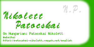nikolett patocskai business card